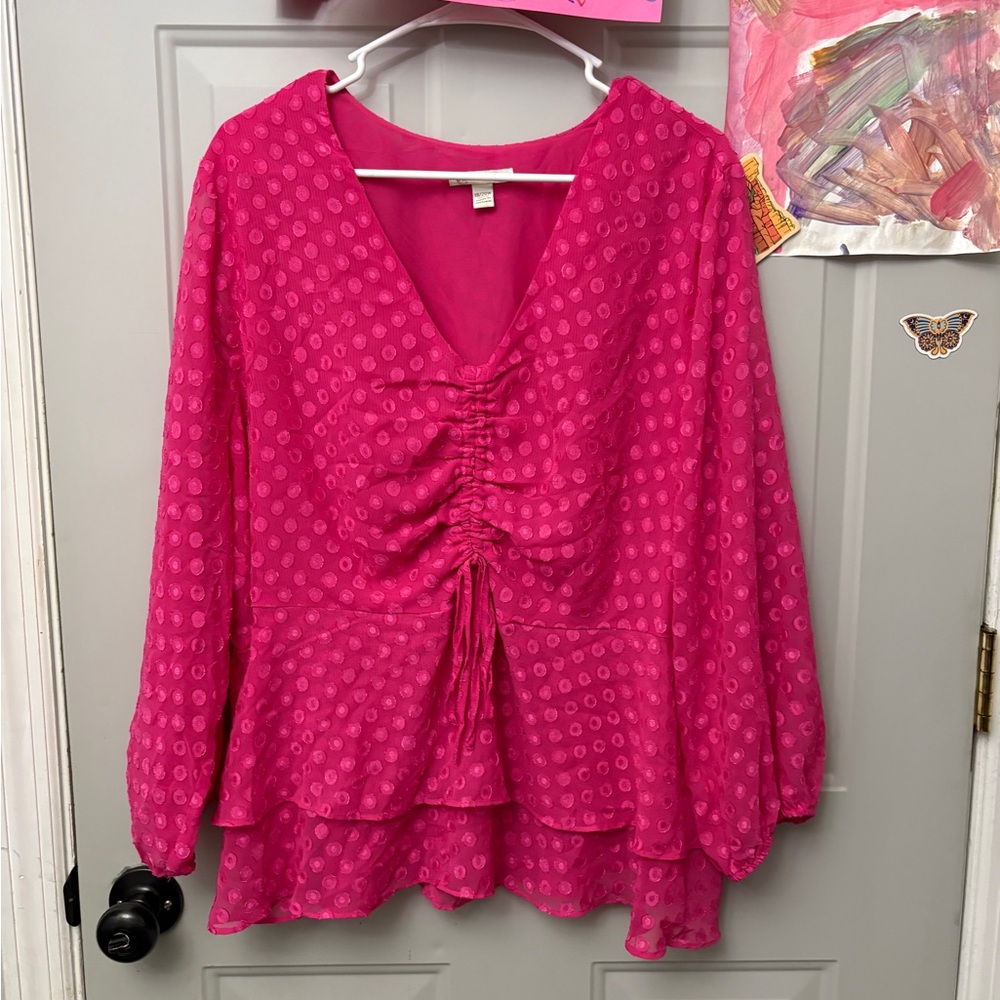Cato Fuchsia Ruched Blouse